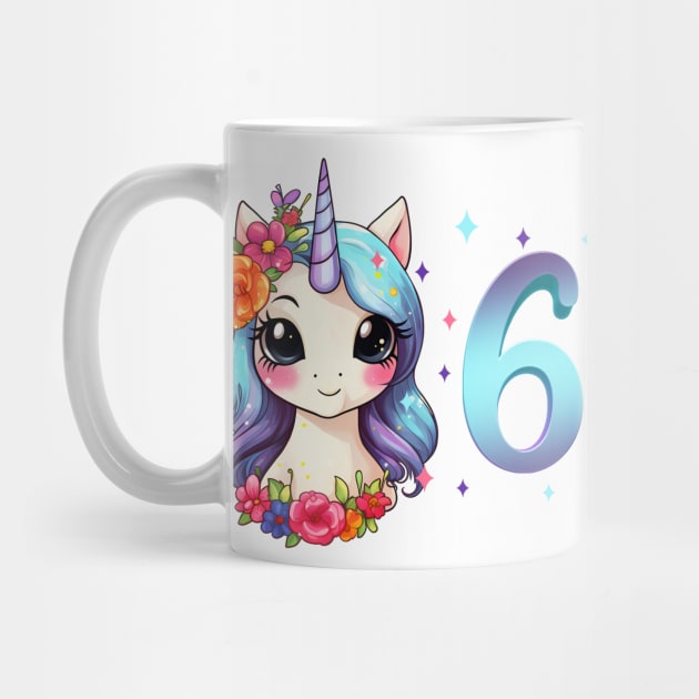 I am 6 with unicorn - girl birthday 6 years old by Modern Medieval Design